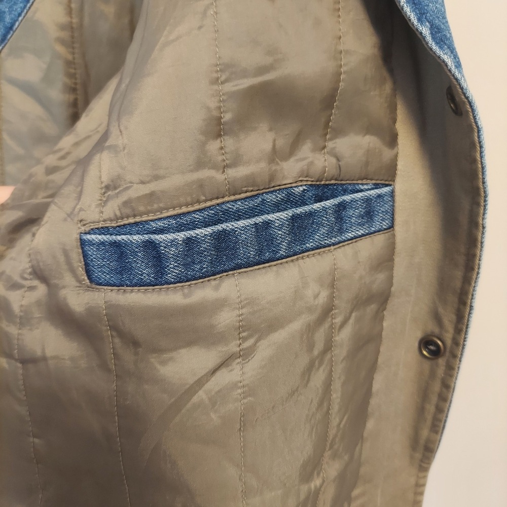 Yukon Trail Mens XL Denim Bomber Jacket FLAW Colorblock Vintage Streetwear - Picture 9 of 11